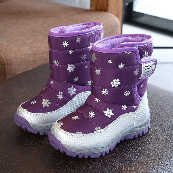 

Toddler Girls Snowflake Print Snow Boots, Purple