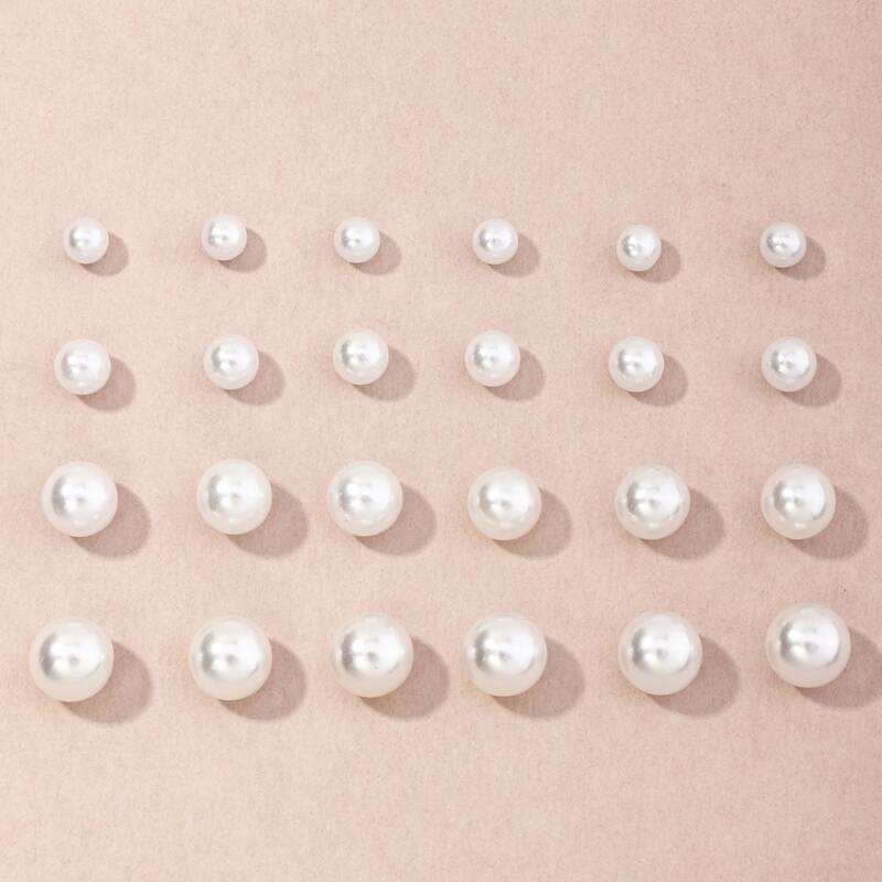 

24pcs Faux Pearl Stud Earrings, White
