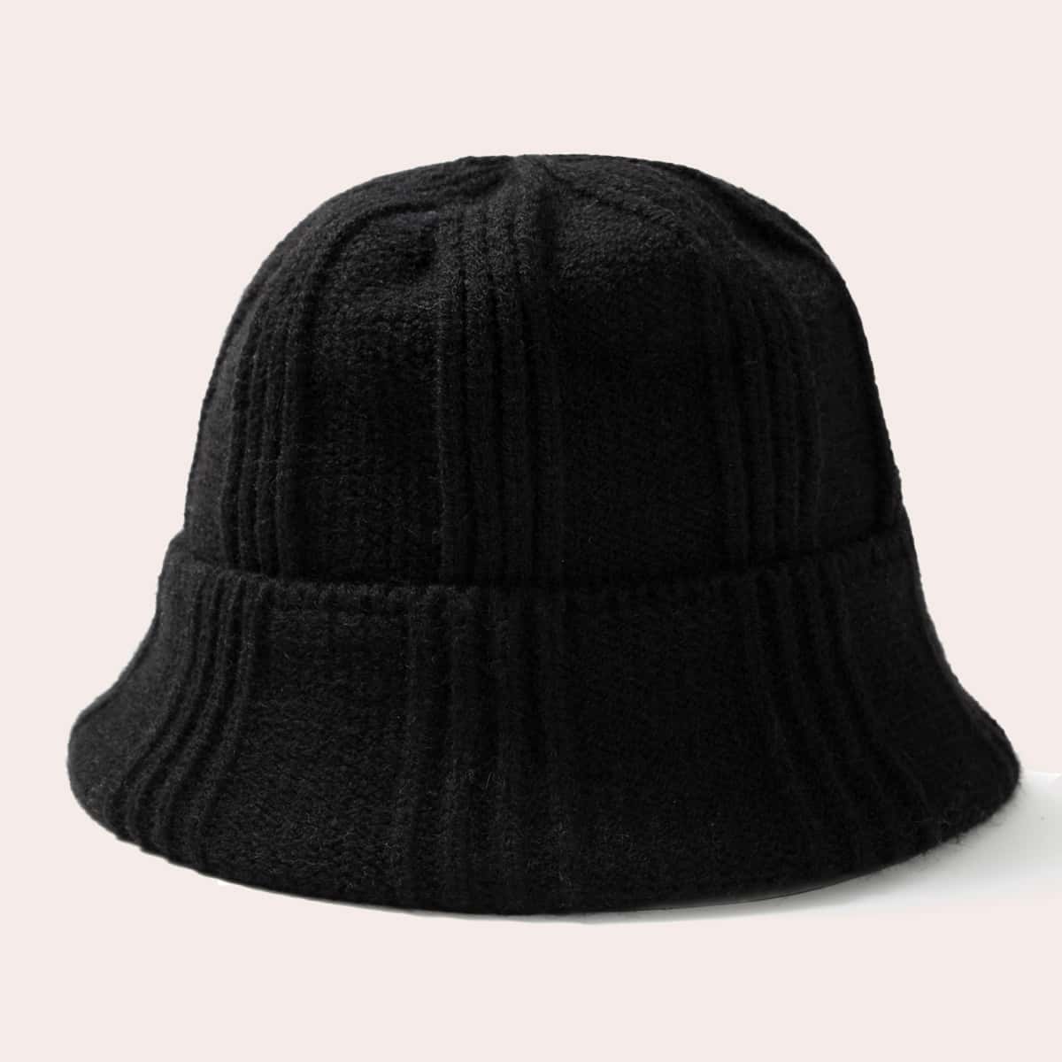 

Simple Knit Cloche Hat, Black