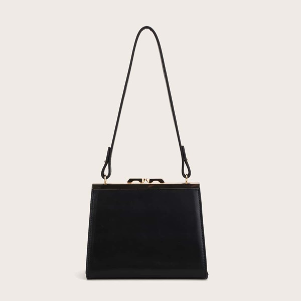 

Metal Lock Shoulder Bag, Black