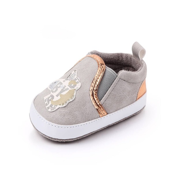 

Baby Girl Unicorn Patch Slip On Flats, Grey
