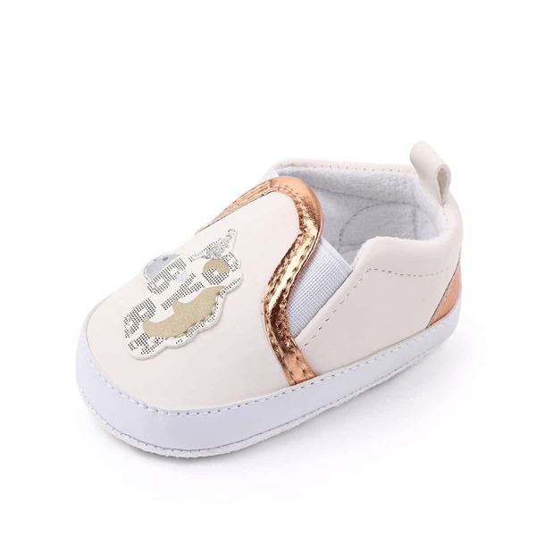 

Baby Girl Unicorn Patch Slip On Flats, White