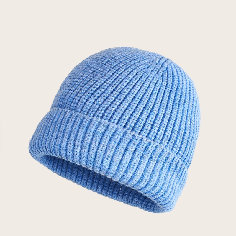 

Solid Knitted Beanie, Blue