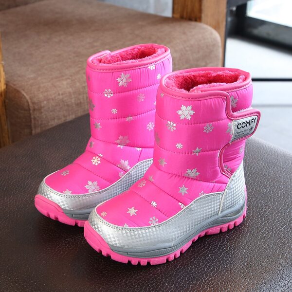 

Toddler Girls Snowflake Print Snow Boots, Hot pink