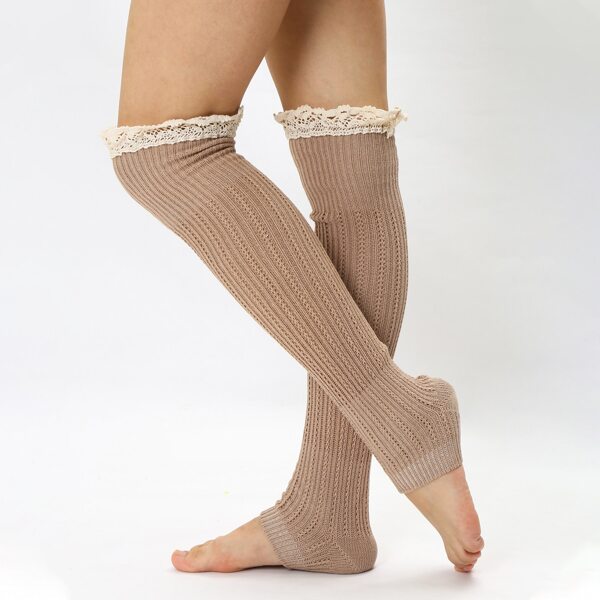 

Lace Trim Leg Warmer, Khaki
