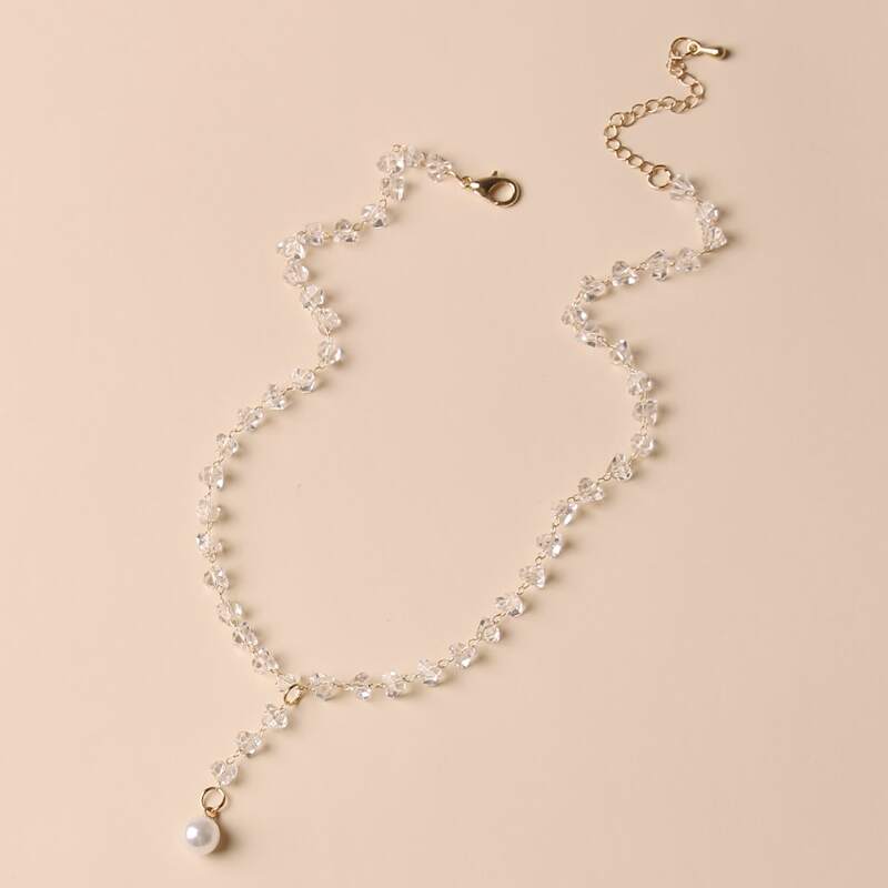 

Crystal Beaded Necklace, White