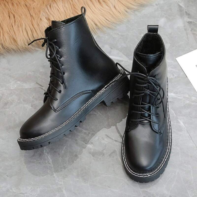 

Lace-up Front Combat Boots, Black