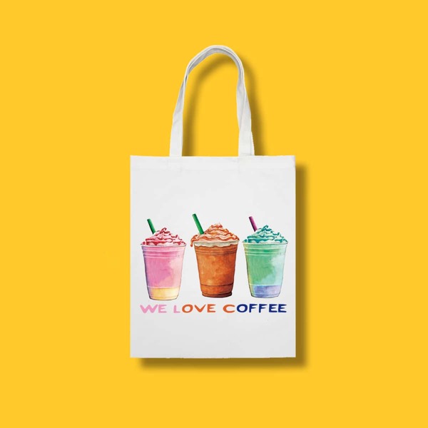 

Large Capacity Drink & Letter Graphic Shopper Bag, White