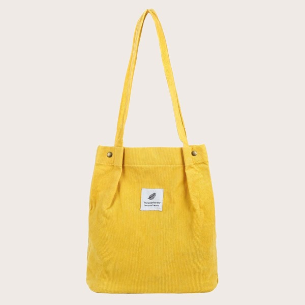 

Patch Decor Corduroy Tote Bag, Yellow