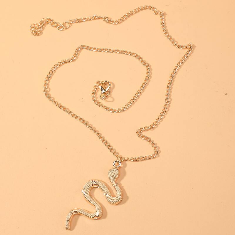 

Snake Pendant Chain Necklace, Gold