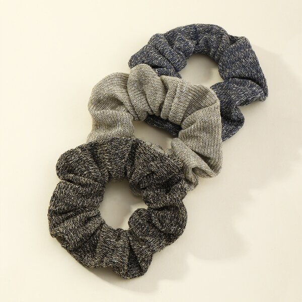 

3pcs Simple Knit Scrunchie, Multicolor