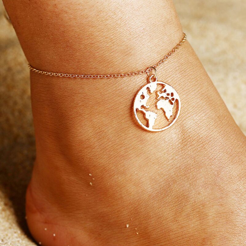 

1pc Map Design Anklet, Gold