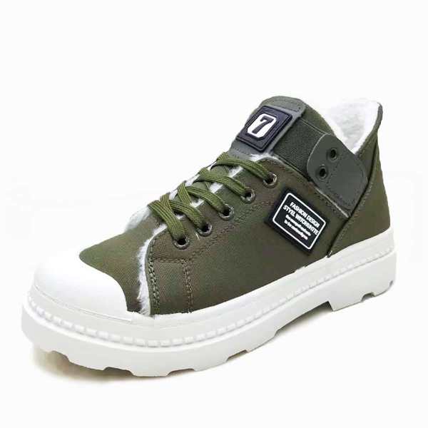 

Men Lace-up Front Faux Fur Lined Sneakers, Army green