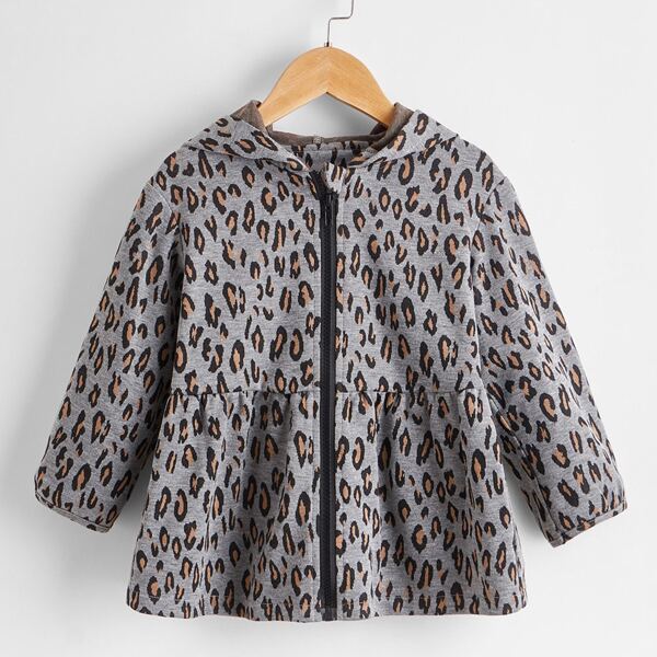

Toddler Girls Allover Print Zip Up Hooded Coat, Multicolor