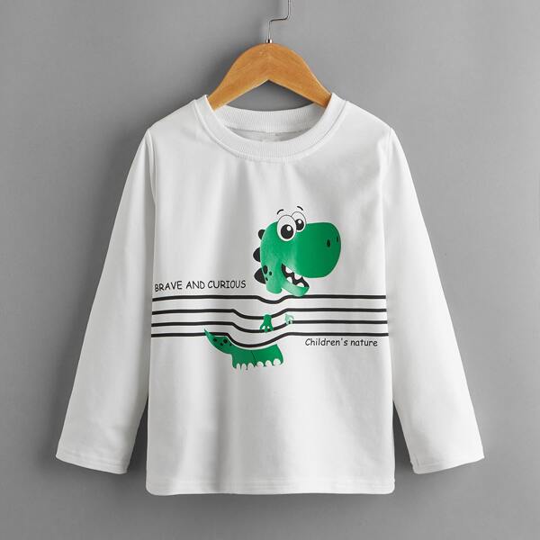 

Toddler Boys Slogan And Cartoon Graphic Tee, White