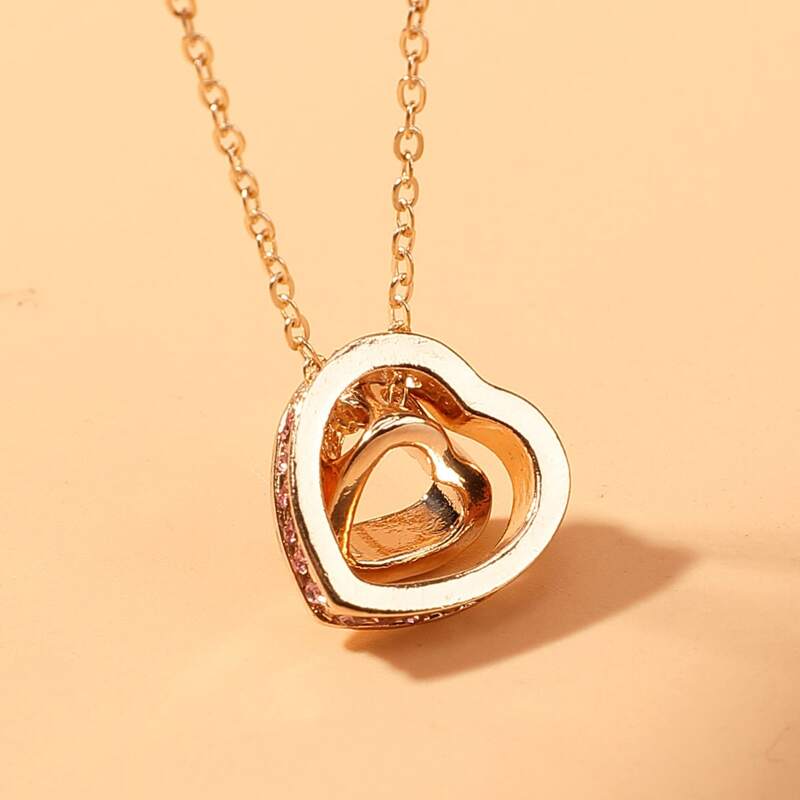 

Rhinestone Heart Chain Necklace, Gold