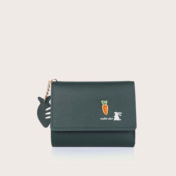 

Carrot Decor Fold Over Small Wallet, Green