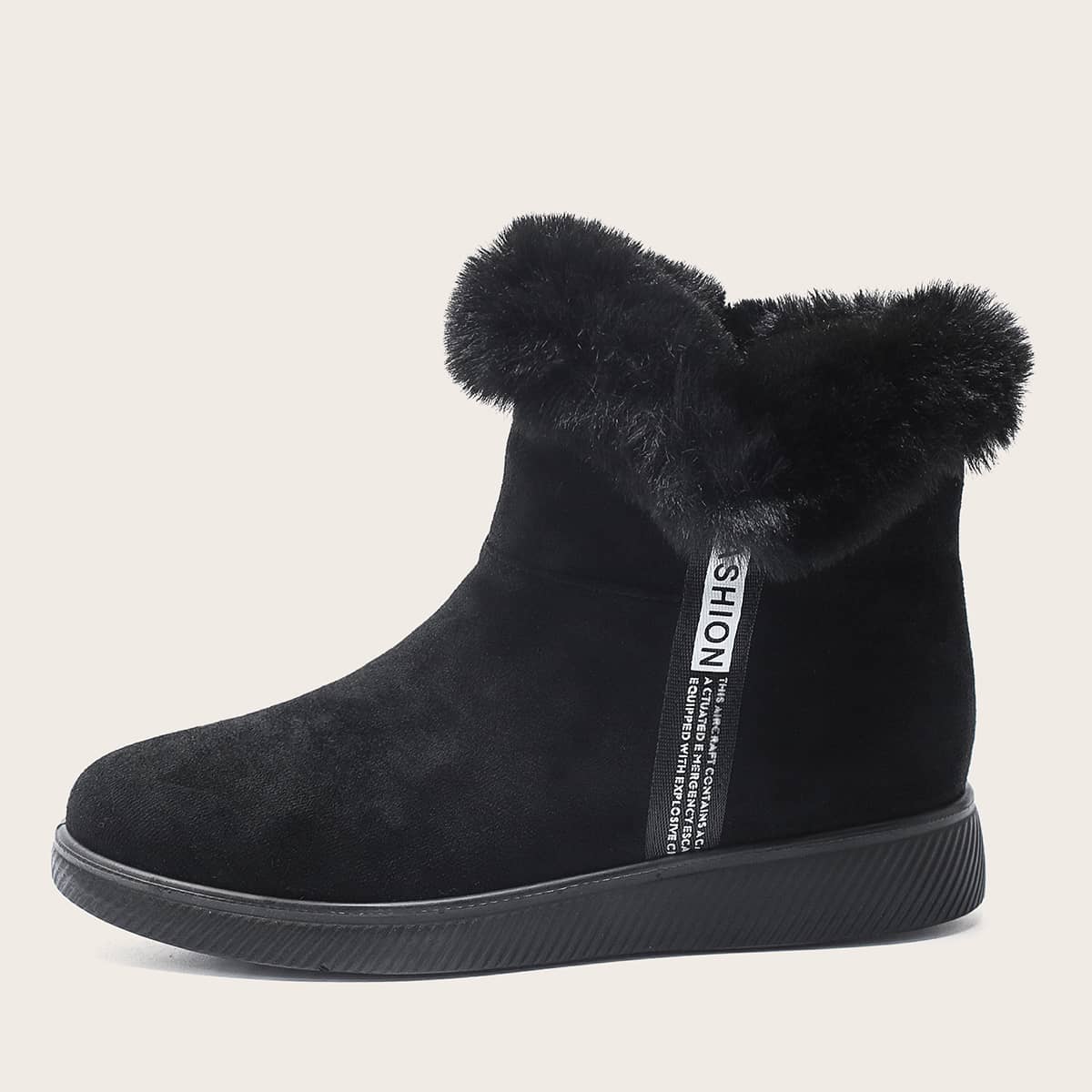 Image of Faux Fur Decor Suede Snow Boots