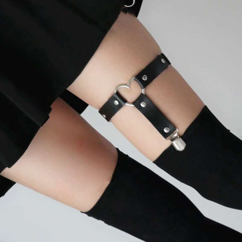 

1pc Heart Leg Garter Belt, Black