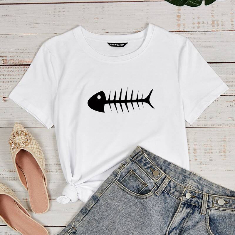 

Cartoon Graphic Short Sleeve Tee, White