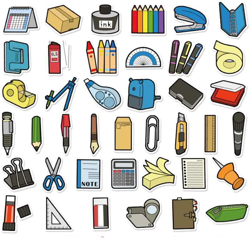 

40pcs Stationery Sticker, Multicolor