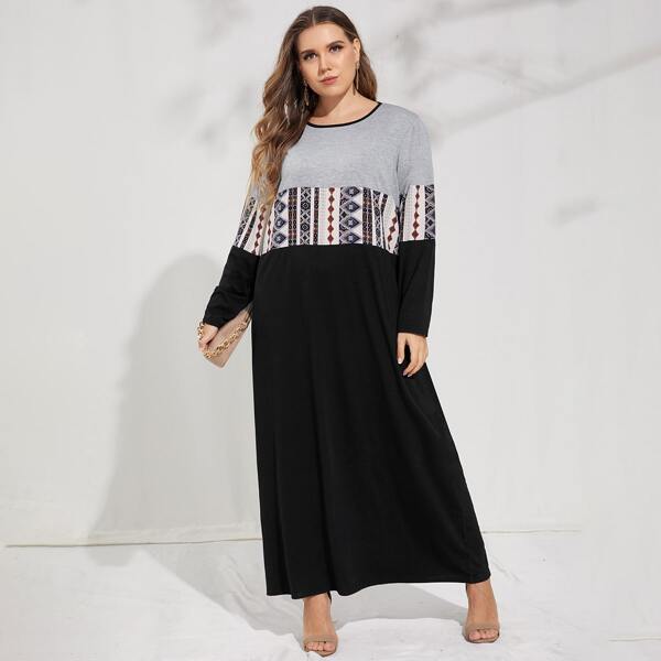 

Plus Cut And Sew Argyle Print Tee Dress, Multicolor