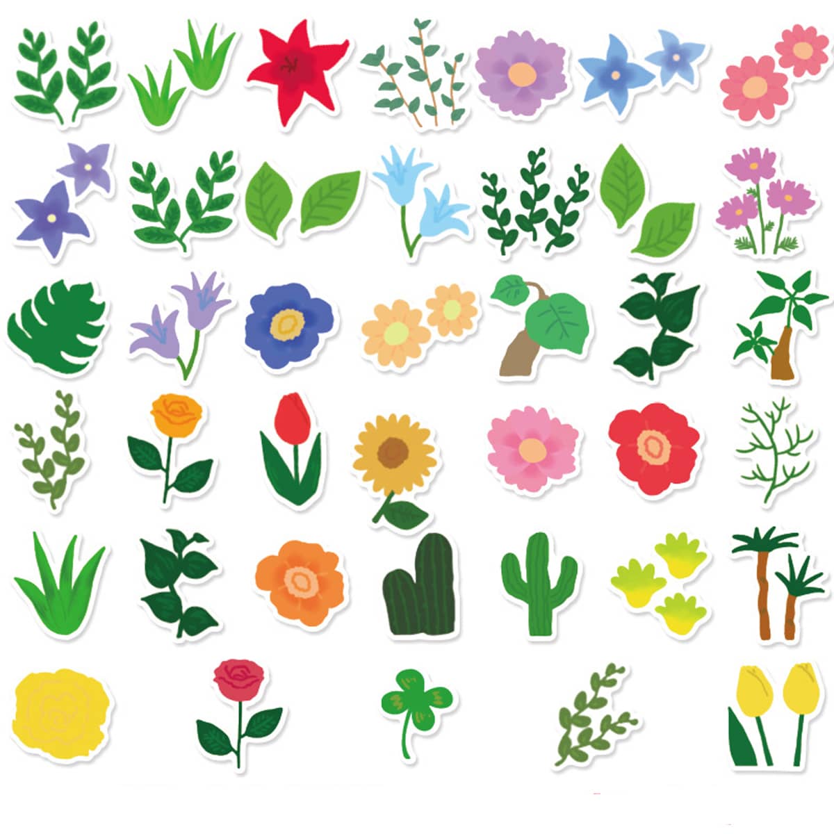 

40pcs Floral & Leaf Sticker, Multicolor