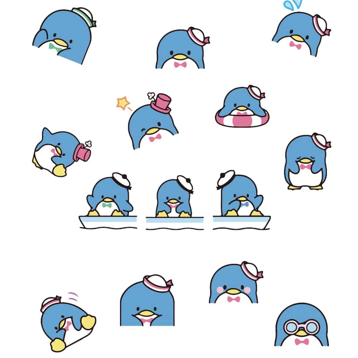 

40pcs Cartoon Penguin Sticker, Blue