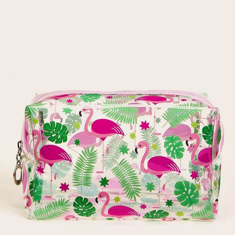 

Flamingo & Leaf Clear Makeup Bag, Multicolor