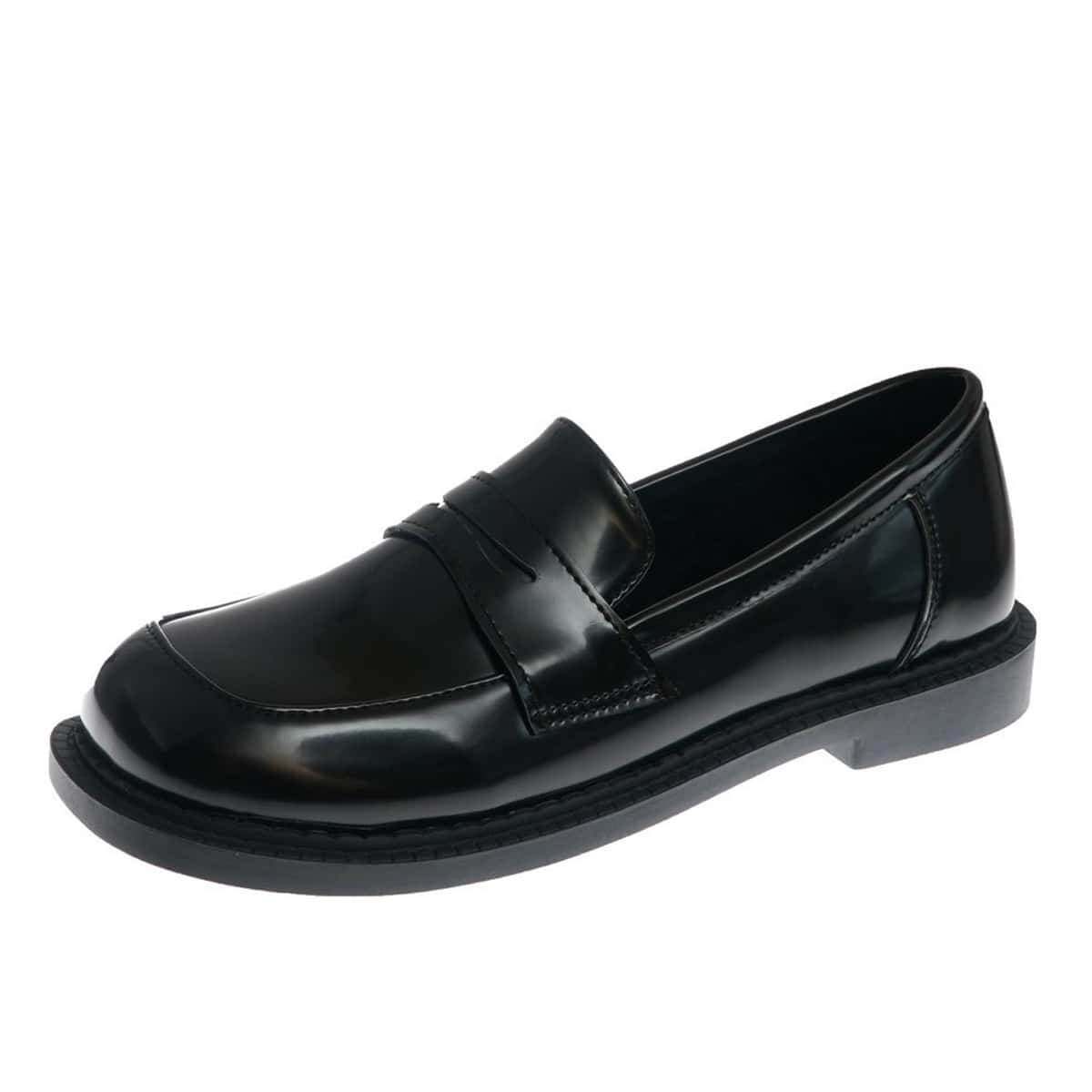 

Square Toe Flat Loafers, Black