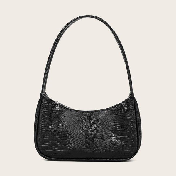 

Lizard Pattern Shoulder Bag, Black