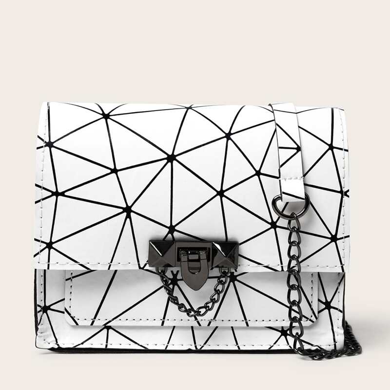 

Geo Flap Crossbody Bag, White