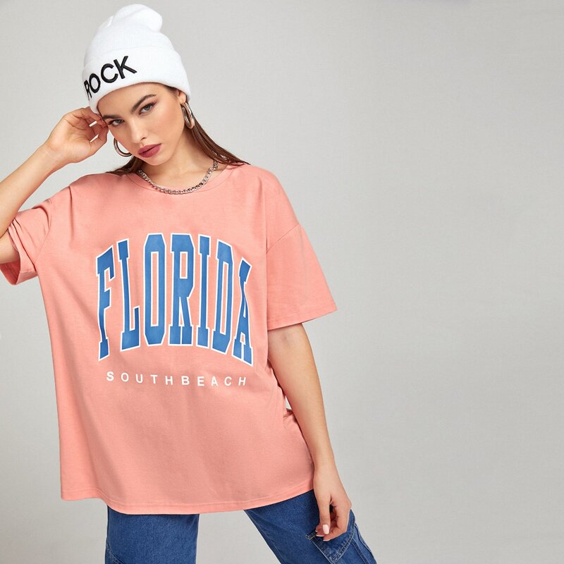 

Letter Oversized Tee, Coral orange