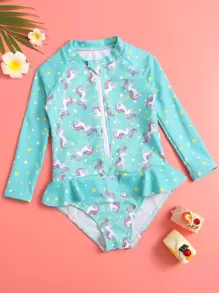 小女童獨角獸一件式泳裝