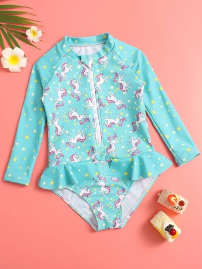 小女童獨角獸一件式泳裝