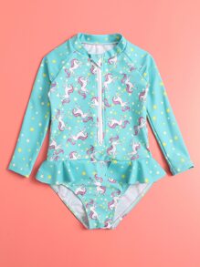 小女童獨角獸一件式泳裝