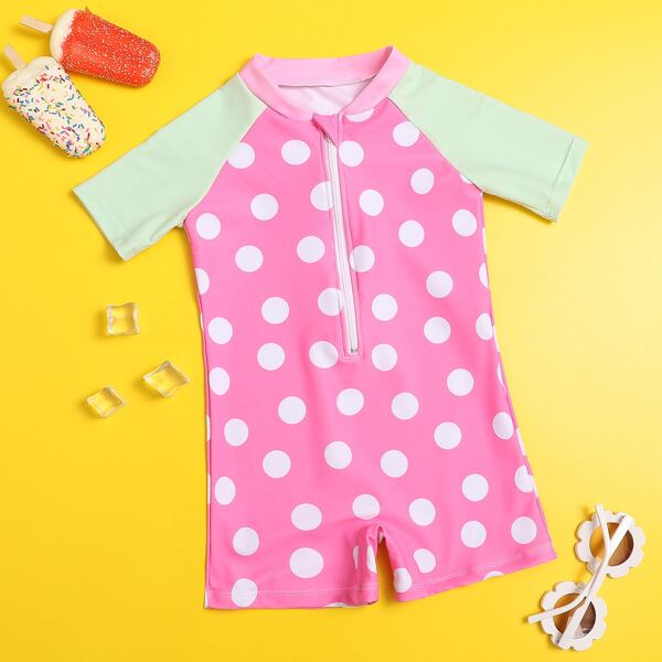 

Toddler Girls Polka Dot One Piece Swimsuit, Multicolor