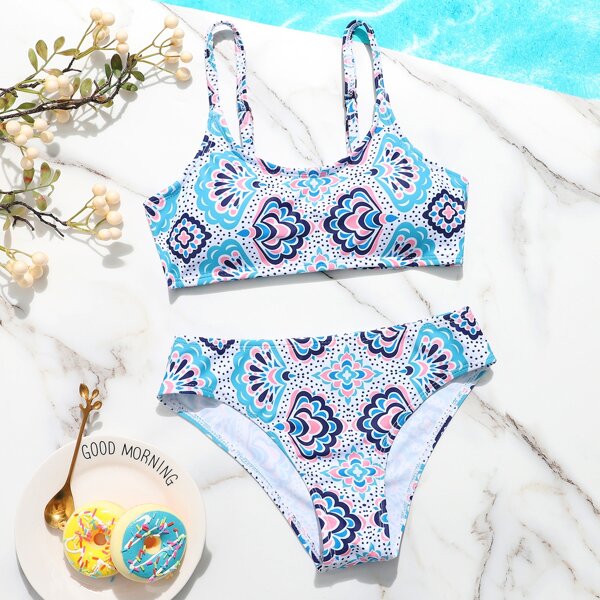 

Girls Floral Bikini Swimsuit, Multicolor
