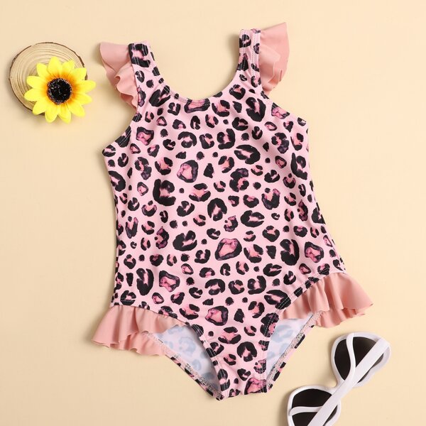 

Toddler Girls Allover Graphic Ruffle Trim One Piece Swimsuit, Multicolor