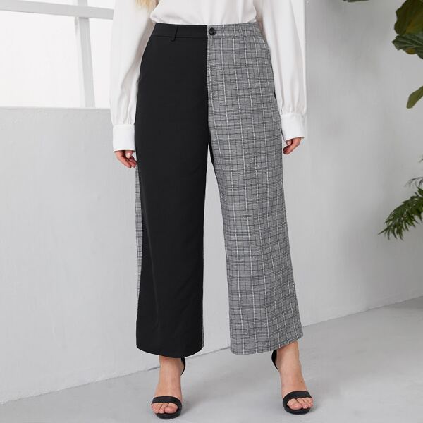 

Plus Colorblock Plaid Pants, Multicolor
