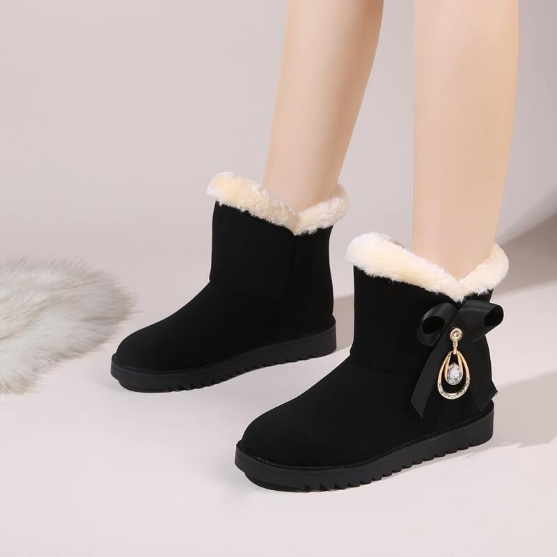 

Rhinestone Decor Wide Fit Boots, Black