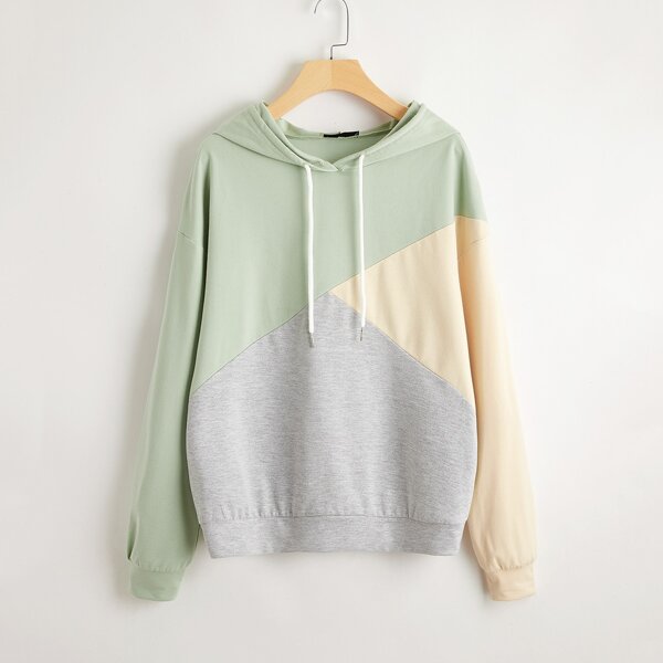 

Drop Shoulder Colorblock Hoodie, Multicolor