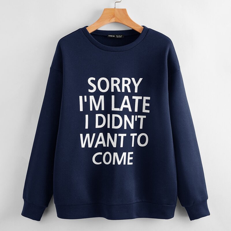 

Slogan Graphic Drop Shoulder Sweatshirt, Navy blue