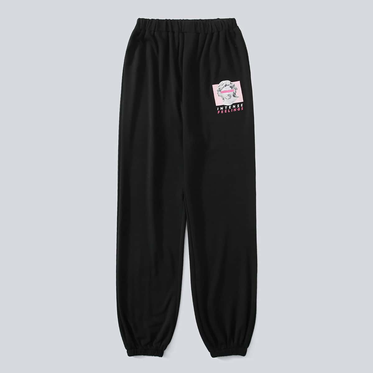 

Letter Sculpture Graphic Sweatpants, Black