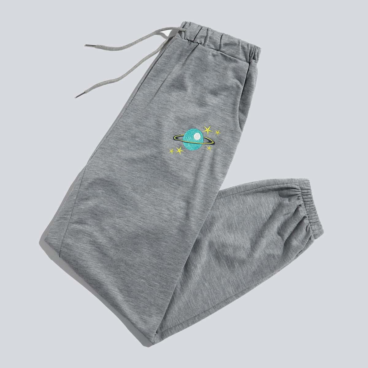 

Planet Embroidery Sweatpants, Grey