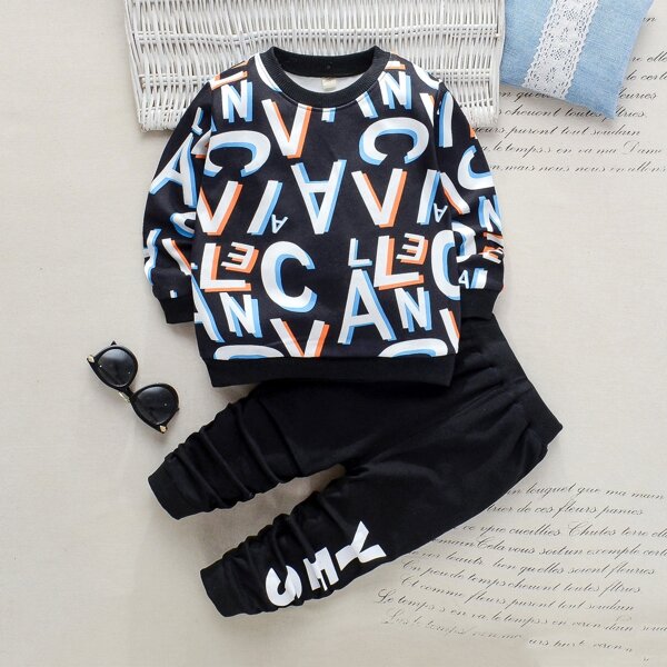 

Toddler Boys Letter Graphic Sweatshirt & Sweatpants, Multicolor