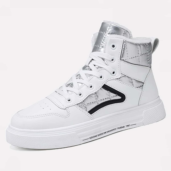 

Men Letter Graphic High-top Sneakers, White
