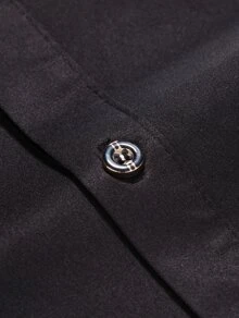 Manfinity Homme Men Pleated Decoration Button Up Shirt - Black - View 5