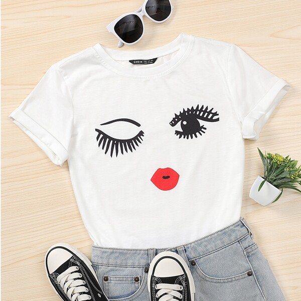 

Figure Graphic Round Neck Tee, White