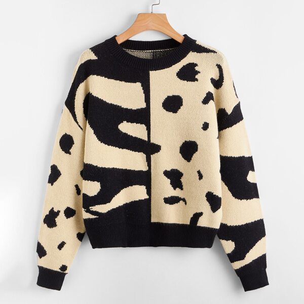 

Drop Shoulder Two Tone Sweater, Multicolor